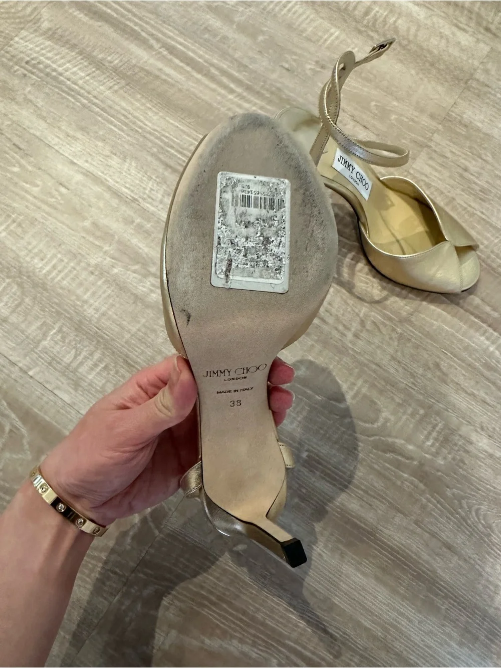 Jimmy Choo Sacora 85 Gold Leather Heels
